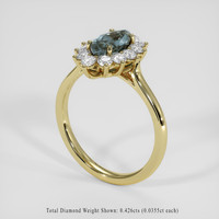1.20 Ct. Greenish Blue Sapphire Ring, 18K Yellow Gold 2