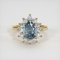 2.41 Ct. Greenish Blue Sapphire Ring, 18K Yellow Gold 1