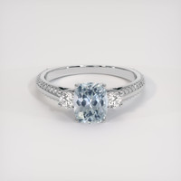 1.64 Ct. Greenish Blue Sapphire Ring, 14K White Gold 1