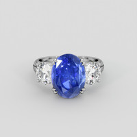 7.71 Ct. Blue Sapphire Ring, 18K White Gold 1