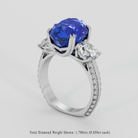 7.71 Ct. Blue Sapphire Ring, 18K White Gold 2