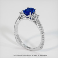 1.08 Ct. Blue Sapphire Ring, 18K White Gold 2