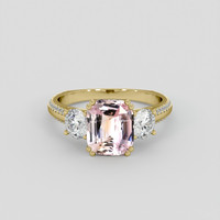 3.41 Ct. Peach Sapphire Ring, 14K Yellow Gold 1