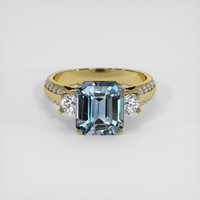 6.03 Ct. Greyish Blue Sapphire Ring, 18K Yellow Gold 1