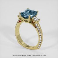 6.03 Ct. Greyish Blue Sapphire Ring, 18K Yellow Gold 2