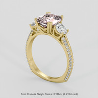 3.41 Ct. Peach Sapphire Ring, 18K Yellow Gold 2
