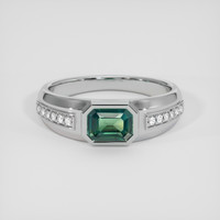 1.11 Ct. Bluish Green Sapphire Ring, Platinum 950 1