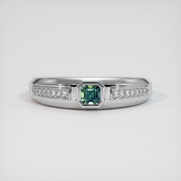 0.47 Ct. Bluish Green Sapphire Ring, Platinum 950 1