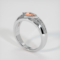 0.60 Ct. Peach Sapphire Ring, 18K White Gold 2