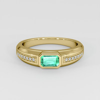 0.54 Ct. Emerald Ring, 18K Yellow Gold 1