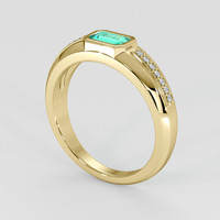0.54 Ct. Emerald Ring, 18K Yellow Gold 2