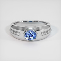 0.90 Ct. Blue Sapphire Ring, 10K White Gold 1