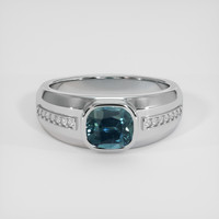 2.04 Ct. Greenish Blue Sapphire Ring, 14K White Gold 1