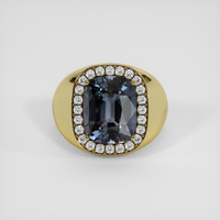 4.94 Ct. Greyish Blue Spinel Ring, 18K Yellow Gold 1