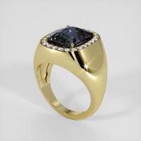 4.94 Ct. Greyish Blue Spinel Ring, 18K Yellow Gold 2