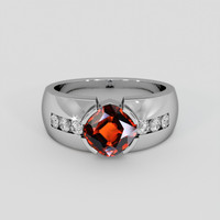 3.22 Ct. Reddish Orange Hessonite Garnet Ring, Silver 1