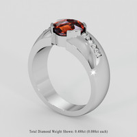 3.22 Ct. Reddish Orange Hessonite Garnet Ring, Silver 2