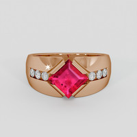 1.22 Ct. Pinkish Red Ruby Ring, 14K Rose Gold 1