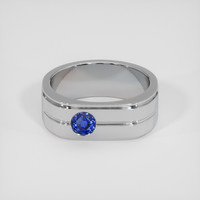 0.85 Ct. Blue Sapphire Ring, 18K White Gold 1