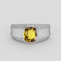 3.01 Ct. Yellowish Brown Sapphire Ring, 18K White Gold 1