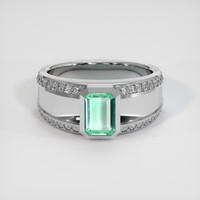 0.88 Ct. Emerald Ring, 18K White Gold 1