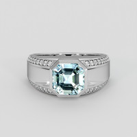 4.47 Ct. Greenish Blue Aquamarine Ring, 18K White Gold 1