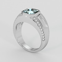4.47 Ct. Greenish Blue Aquamarine Ring, 18K White Gold 2