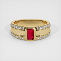 0.62 Ct. Ruby Ring, 18K Yellow Gold 1