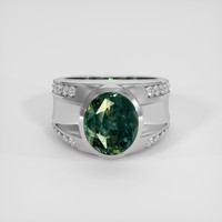7.02 Ct. Bluish Green Sapphire Ring, Platinum 950 1