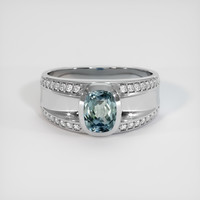 1.16 Ct. Greenish Blue Sapphire Ring, 10K White Gold 1