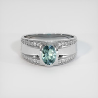 0.90 Ct. Greenish Blue Sapphire Ring, 10K White Gold 1