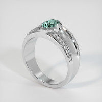 0.90 Ct. Greenish Blue Sapphire Ring, 10K White Gold 2