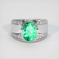 3.88 Ct. Emerald Ring, 18K White Gold 1
