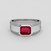 1.03 Ct. Pinkish Red Ruby Ring, Platinum 950 1
