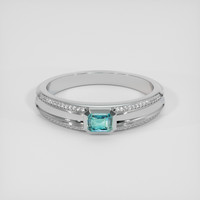 0.34 Ct. Greenish Blue Grandidierite Ring, 14K White Gold 1