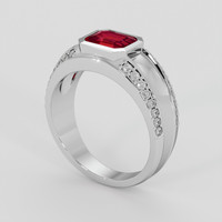 1.03 Ct. Pinkish Red Ruby Ring, 18K White Gold 2