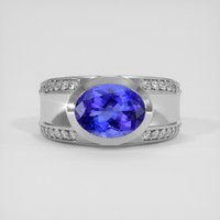 2.80 Ct. Violetish Blue Tanzanite Ring, 18K White Gold 1