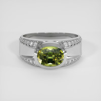 1.90 Ct. Yellowish Green Sapphire Ring, 18K White Gold 1