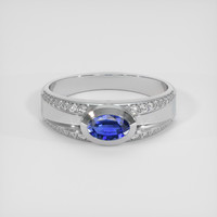 0.50 Ct. Blue Sapphire Ring, 18K White Gold 1