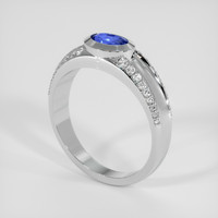 0.50 Ct. Blue Sapphire Ring, 18K White Gold 2