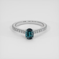 0.96 Ct. Greenish Blue to Purple Alexandrite Ring, 14K White Gold 1