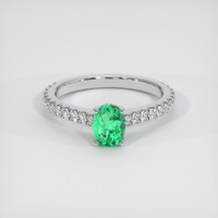 0.52 Ct. Emerald Ring, 18K White Gold 1