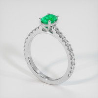 0.52 Ct. Emerald Ring, 18K White Gold 2