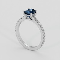 1.27 Ct. Blue Sapphire Ring, 18K White Gold 2