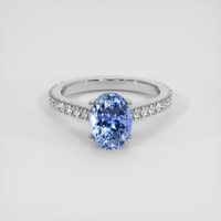 2.57 Ct. Blue Sapphire Ring, 18K White Gold 1
