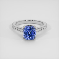 3.39 Ct. Blue Sapphire Ring, 18K White Gold 1