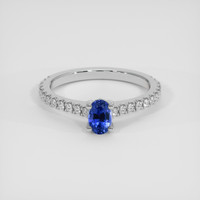 0.70 Ct. Blue Sapphire Ring, 18K White Gold 1