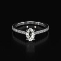 0.92 Ct. Sapphire Ring, 18K White Gold 1