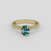 1.03 Ct. Bluish Green Sapphire Ring, 14K Yellow Gold 1