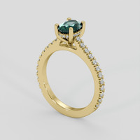 1.03 Ct. Bluish Green Sapphire Ring, 14K Yellow Gold 2